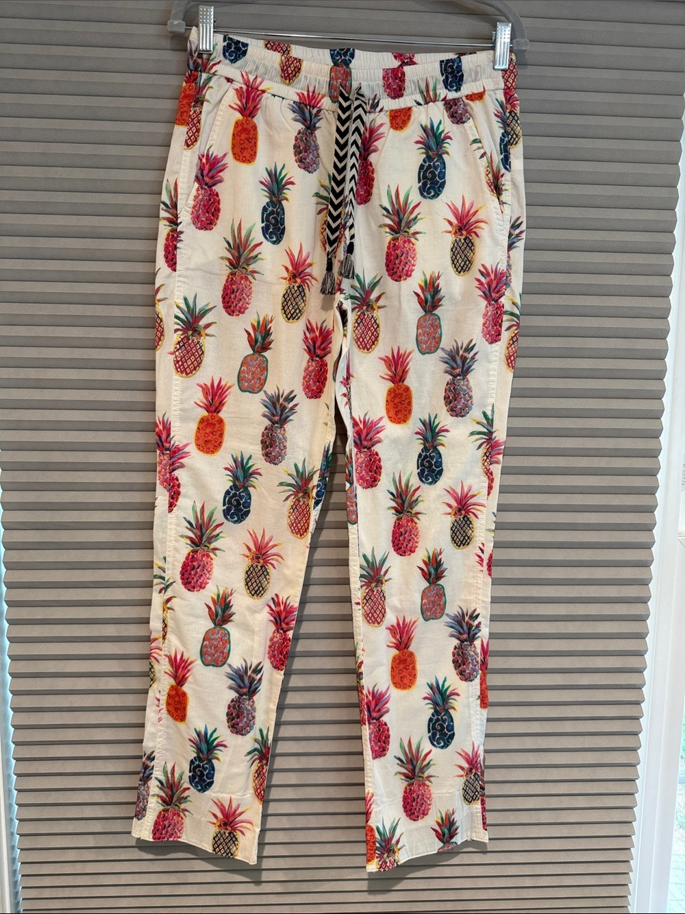 New J.Crew Cream Pineapple Print Drawstring Pants